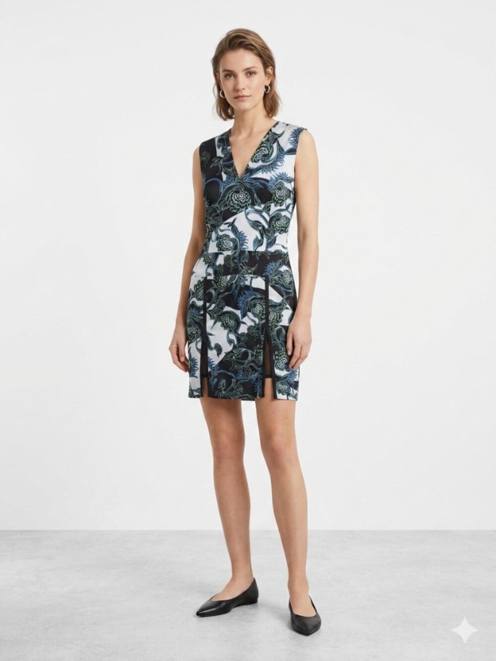 Just Cavalli floral print black blue combo dress size 42